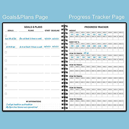 Fitness Planner for Women & Men - A5 Workout Log Book/Exercise Workout Log to Track Weight Loss, GYM, Bodybuilding Progress - Daily Health & Wellness Workout Journals, 5.8X8.25 In Workout Book - style: Black