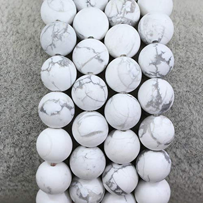 Amandastone Natural Gemstone 8mm Round Beads Stretch Bracelet 7 Inch - color: Matt howlite