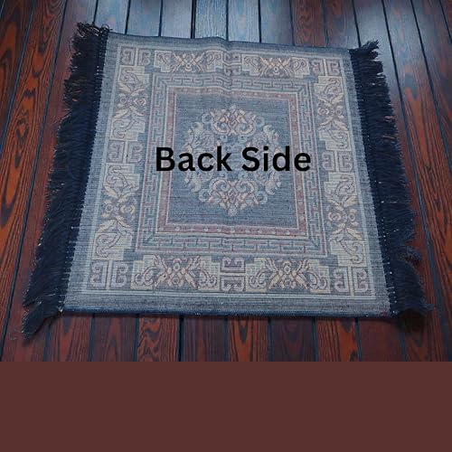Velvet Pooja Aasan Mat 20 Inch, Soft Prayer and Meditation Seat, Blue Puja Cloth Rug, Home Temple Decor, Floor Seating Mat for Daily Use and Festivals Mattress Mats Car Seat Cover Daily Use