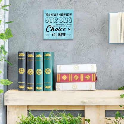 Wooden Box Sign "You Never Know How Strong You are" 5x5x1 INCH, Motivational Office Wall Art, Gym Inspiration Decor, Rustic Strength Reminder Plaque, Home Work Space Encouragement Display - style: You Never Know