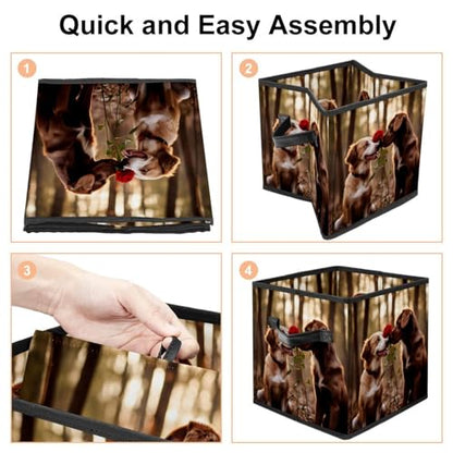 Storage Bags,Clothes Storage Bins Foldable with Handle,1-Pc,Animals Dog Flowers Nature Pet