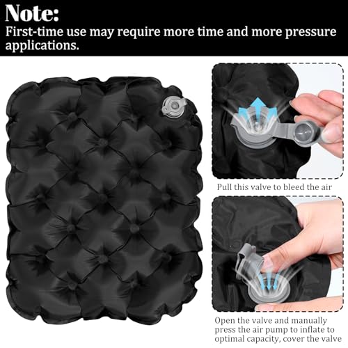 Inflatable Seat Cushion, Lightweight Stadium Seat Pad Waterproof Travel Airplane Seats Cushion Ergonomic Camping Air Seats Cushions for Long Flights, Stadium, Camping, Office, Car Travel (Black)