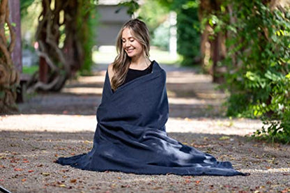 Meditation Shawl or Meditation Blanket, Shawl/Wrap, Oversize Scarf/Stole. Large. Unisex. - color: Denim Blue