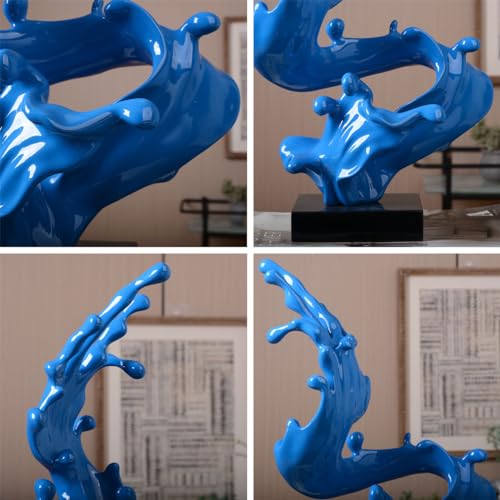 HAUCOZE Modern Sculpture Decor Abstract Sea Wave Figurine Home Art Table Centerpiece Gift for Bedroom Living Room Polyresin 16.1 Inch