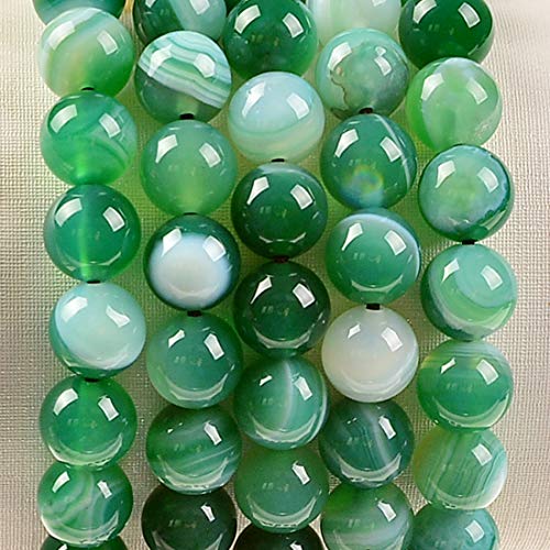 MASSIVE BEADS Natural Healing Power Gemstone Crystal Beads Unisex Adjustable Macrame Bracelets - color: Agate Green, size: 8mm