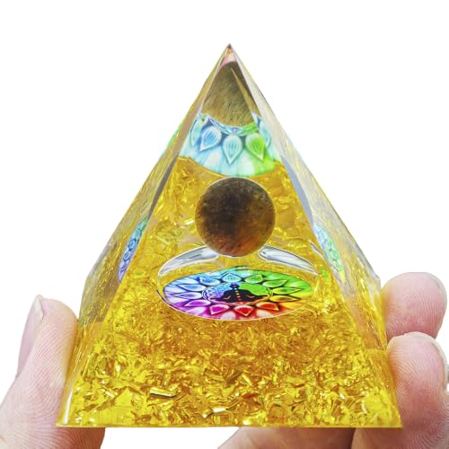 2inches Pyramid Decor Natural Crystal Energy Generator Pyramid Chakra Energy Crystal Pyramid Yoga Meditation Tool for Home Decoration Fengshui Ornaments Gift(2 inches Pyramid - Golden Crystal) - color: 2 Inches Pyramid - Golden Crystal