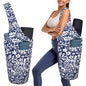 Yoga Mat Bag Carrier for Women with Side Large Pocket Durable Linen Workout Gym Travel Storage Pilates Mats - color: Chinoiserie
