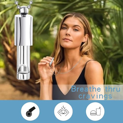 Anxiety Whistle Frequency Healing Devices Mindfulness Breathing Necklace Meditation Stress Relief Tuning Tool Outdoor Emergency Life Saving Tools Jewelry Gift for Women Men - color: Steel
