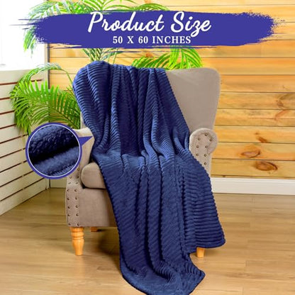 Buryeah 12 Pcs Flannel Throw Blanket Bulk 50 x 60 in Sleepover Blanket Outdoor Wedding Throw Lightweight, Oeko-tex Standard 100 Certified for Sofa Homeless Gifts (Navy) - color: Navy
