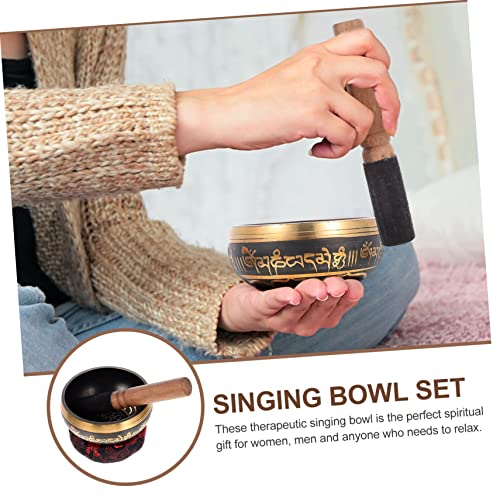 Hand Making Singing Bowl 3 Piece Singing Bowl Set Meditation Bell for Healers Students Random Color