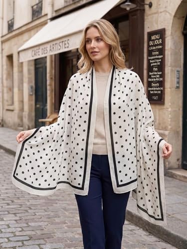 Soft Silky Pashmina Shawl Wrap for Women,Lightweight Spring, Elegant Wrap for Spring Wedding & Travel - color: Point