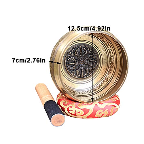 Handmade Gift Peaceful Relaxation Meditation Yoga Singing Bowl Set Alloy，One Color 12.5cm
