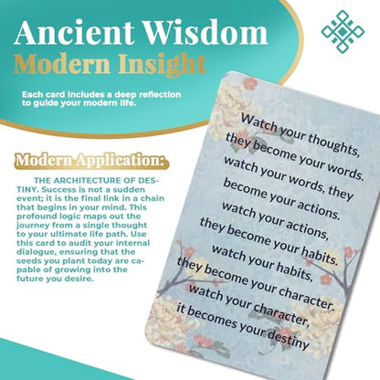 50 Strategic Wisdom Cards - Timeless Philosophy Deck for Leadership & Mastery - Premium High-Gloss Insight Deck for Executive Growth & Decision Making - Elegant Gift for Success (Blue) - color: Blue