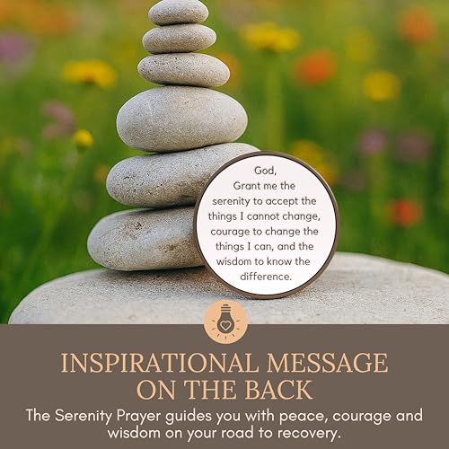 MilestoneMint Tree of Life AA Sobriety Coin - Affirmation Sobriety Chips, Recovery Coins, AA Chip, Sober Coin w/Serenity Prayer – 2D Raised Textured Medallion Included w/Capsule, Card, Pouch, Gift Set - size: Tree Coin