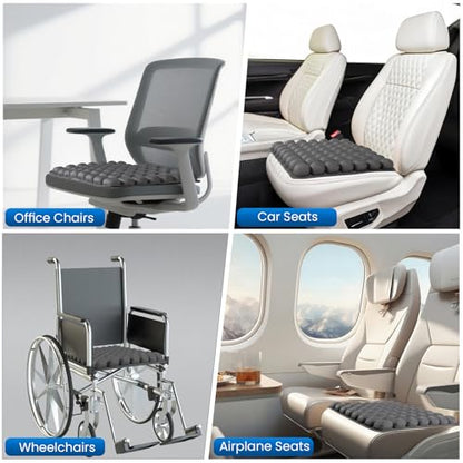 JOYMAY Travel Seat Cushion Inflatable Seat Cushion 56 Ergonomic Air Cell 3D Air Seat Cushions Adjustable Inflatable Portable Airplane seat Cushion for Wheelchair, Car, Office, Home Living (Grey)