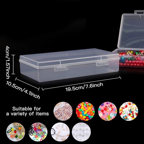 Clear Plastic Storage Containers, 8 Pack Mini Beads Box With Hinged Lid, Large Size (7.7 x 4.1 x 1.6 Inches)