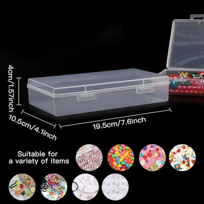 Clear Plastic Storage Containers, 8 Pack Mini Beads Box With Hinged Lid, Large Size (7.7 x 4.1 x 1.6 Inches)