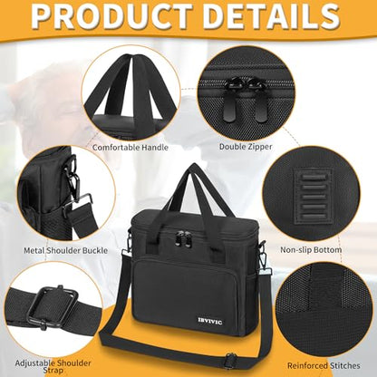 IBVIVIC 4 Slots Wireless Microphone Case with Foam, Microphone Carry Travel Bag with Shoulder Strap Mic Storage Bag for Singing, Karaoke, Party