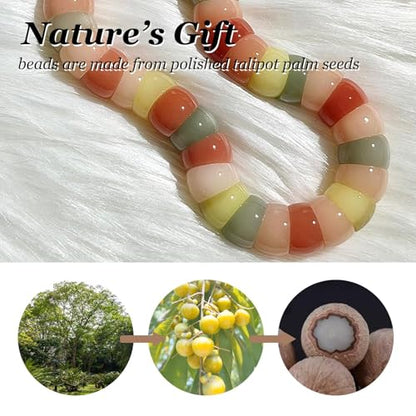 Roe Dolph Bodhi Bead Fidget Anxiety Bracelet for Women Men Chunky Stretch Beaded Mindful Jewelry Daily Reminder Gift for Mom Wife Friend - color: B4:orange
