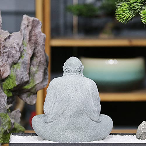 AETVRNI Buddha Statue Figure Sitting,Bodhidharma Buddha Statues Meditation Zen Decoration Sculpture Decor Living Room Garden Office Terrace Porch,Inside or Outer,Made of Sandstone (Gray),Small - size: Klein