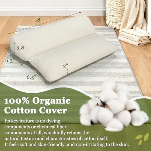 Meditation Cushion for Sitting on Floor Yoga Bolster Meditation Pillow Foldable and Multifunctional Floor Seat Cushions Ergonomics Tailbone Support Mat - Organic Cotton Cover