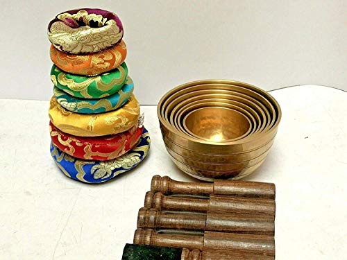 SBN Chakra Healing Tibetan Bronze Singing Bowl 7 Sets of Meditation Bowls from Nepal