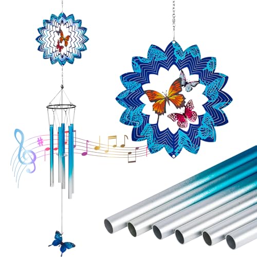 TUOKING Wind Chimes for Outside 3D Butterfly Wind Spinner Windchimes Outdoor Yard Hanging Decor for Garden Patio, Unique Gift for Mom,Women,Chimes Lovers