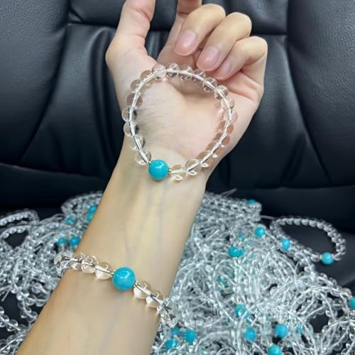 Beaded Bracelets for Women,Stretch Healing Crystal Bracelet Natural Stone Gemstone Jewelry Gifts - color: Style F-Clear Quartz&Amazonite