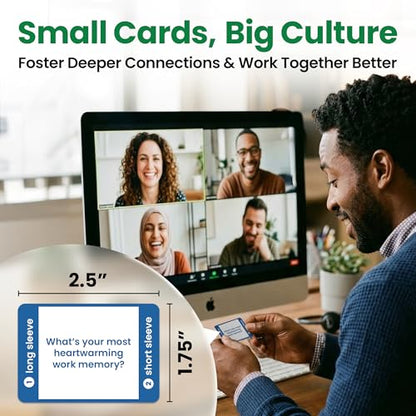 Prompta 400 Conversation Cards for Coworkers – Two Fun Teambuilding Games for Work – 2.5" x 1.75" Icebreaker Question Cards to Get to Know Your Colleagues and Improve Team Dynamics