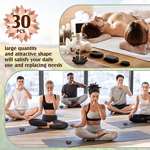 Sumind 30 Pieces Incense Holder Lotus Sticks Incense Burner Cone Burner Ash Catcher for Home Fragrance Decor Yoga SPA Bedroom(Retro)