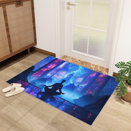 Chakra Rug for Meditation - 3x4 Rug - Chakra Rug - Gothic Raven Area Rug - Galaxy Zen Rugs - Soft Washable Non Slip Low Pile Blue Carpet - color: Chakra, size: 3' x 4' (Rectangular)