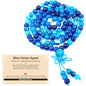 AD Beads 6mm 8mm 108 Prayer Mala Jasper Elastic Bracelet - Handmade Yoga Meditation Healing Power Energy Gifts for Unisex Adult. - color: Blue Stripe Agate(Soothing)
