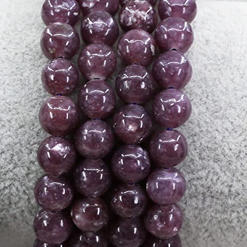 Keleny Gem Semi Precious Gemstones 8mm Natural Quartzite Stone Round Beads Crystal Stretch Bracelet 7 Inch Unisex - color: Purple Lepidolite Lithium Mica