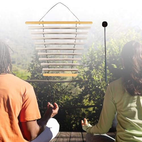 DYNWAVE Meditation Chime, Meditation Bowl Sound, Musical Instruments, Tubular Chime with Mallet for Home Office, 9 Tones - color: 9 Tones
