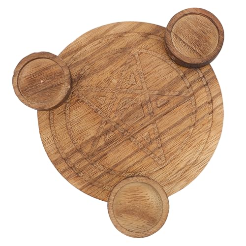 Wooden Pentagram Candlestick Altar Candle Holder Ritual Ornament Decorative Religious Supply for Home Décor and Spiritual Ceremony