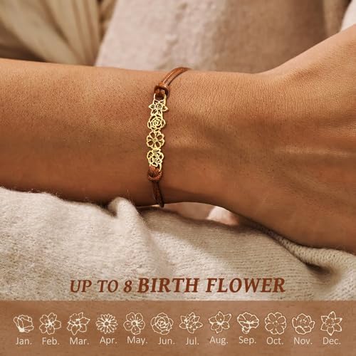 callie Personalized Women Bracelet, Family Bracelet Mother's Day Birthday Gifts for Mom Grandma Wife - color: Birth Flower
