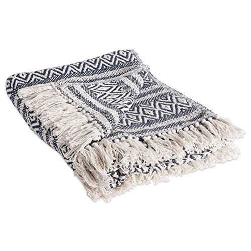 DII Global Diamond Stripe Woven Throw, 50x60-Inch, Navy - color: Navy