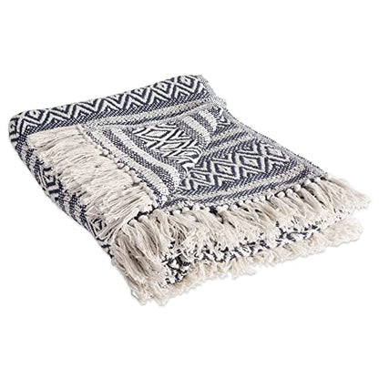 DII Global Diamond Stripe Woven Throw, 50x60-Inch, Navy - color: Navy