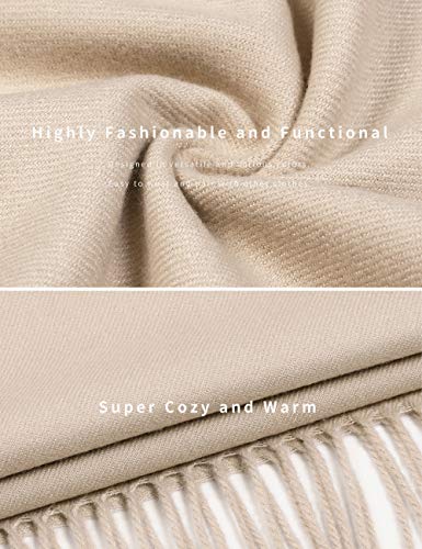 Pashmina Shawl Women Winter Scarf Warm Wedding Wraps Ladies Scarves for Evening Dresses - color: Beige