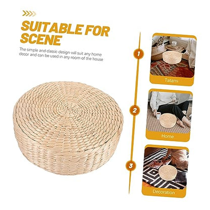 Natural Straw Woven Meditation Cushion Simple Style Floor Mat for Yoga and Relaxation Comfortable Seating Pad for Home and Zen Practices Height