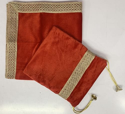 SMMS Spiritual Velvet Table Cloth Altar Tarot Spread (Red, Small- 46cm*46cm/ 18inch*18inch) - color: Red, size: Small- 46cm*46cm/ 18inch*18inch