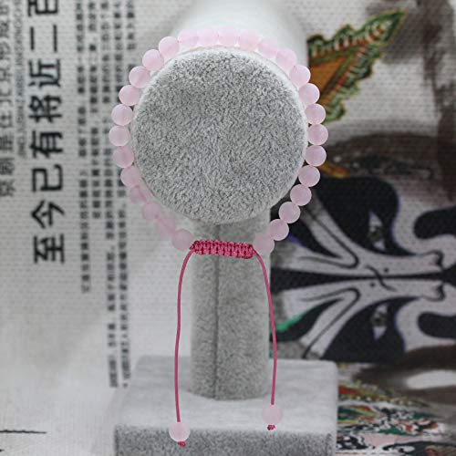 Keleny Natural Gemtone 6mm Round Beads Crystal Adjustable Braided Macrame Tassels Bracelets Unisex - color: Matt Rose Quartz