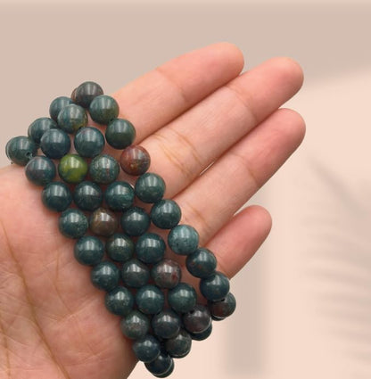 GEMSCITE Japa Mala 108 Prayer Beads Perfect for Meditation Spiritual Mala Necklace & Wrist Mala Bracelet - color: Bloodstone, size: Without Knots