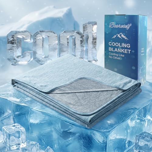 Double-Sided Cooling Blanket, Arc-Chill Q-Max >0.5 Cooling Fiber for Hot Sleepers Night Sweat Relief Lightweight Summer Cold Thin Blanket for Couch Bed Blue-Gray (60"x80") Size - color: Blue-gray, size: Twin (60"x80")