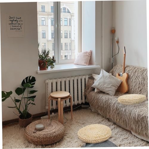 ERINGOGO Meditation Mat Thickened Home Meditating Cushion Seating Ground Pad Handwoven Seat Floor Straw Woven Pad