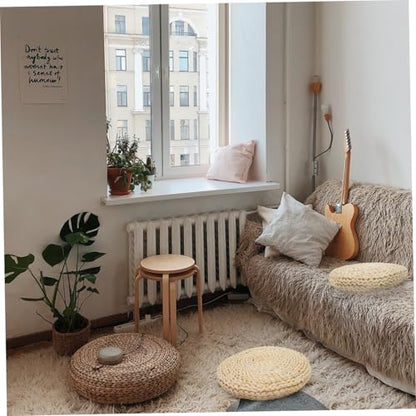ERINGOGO Meditation Mat Thickened Home Meditating Cushion Seating Ground Pad Handwoven Seat Floor Straw Woven Pad