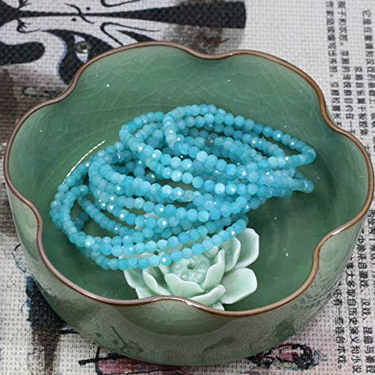 Keleny Gem Semi Precious Gemstones 4mm Round Beads Crystal Stretch Bracelet 7 Inch Unisex - color: Faceted A Grade Blue Amazonite