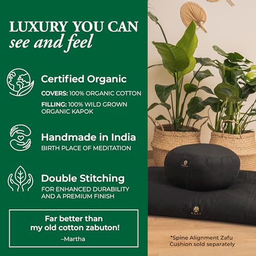 Organic Meditation Mat Zabuton/Floor Pillow - 3 & 4 Inch Thickness Options - Prevents Knees & Legs Pain