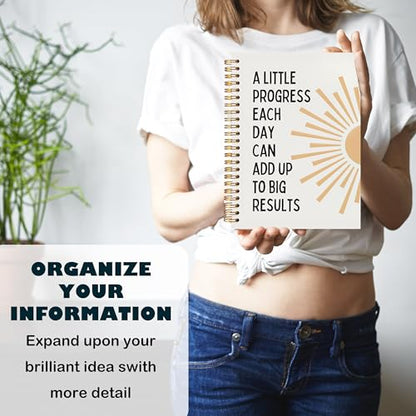 BearCake Boho Sun Inspirational Motivational Notebooks Journal,Mental Health Gifts, a Little Progress Each Day Can Add Up to Big Results Notebooks,Boho Sunshine Notebook,Spiral Notebook 5.5x8.3 - color: white-physiotherapy-sunrise