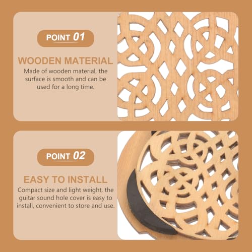 Toddmomy Acoustic Guitar Soundhole Cover, 4.3" Wooden Sound Hole Dampener for Feedback Reduction, Decorative Lute Hole Mute Accessory
